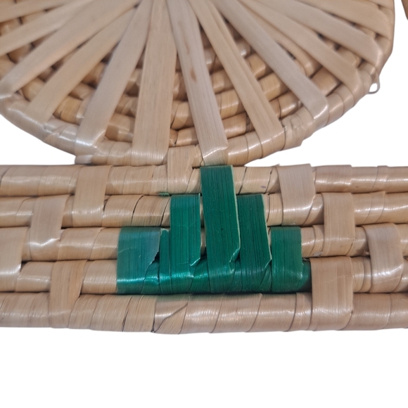 Vintage Straw Woven Square Trivets Set Of Four Pink Green Retro Boho - Picture 7 of 9